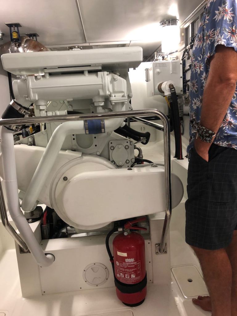 we were invited by our neighbours boat, a 65 feet motor cruising boat. The engine room was amazing, El Capitano (he's tall!) could stand up easily in there