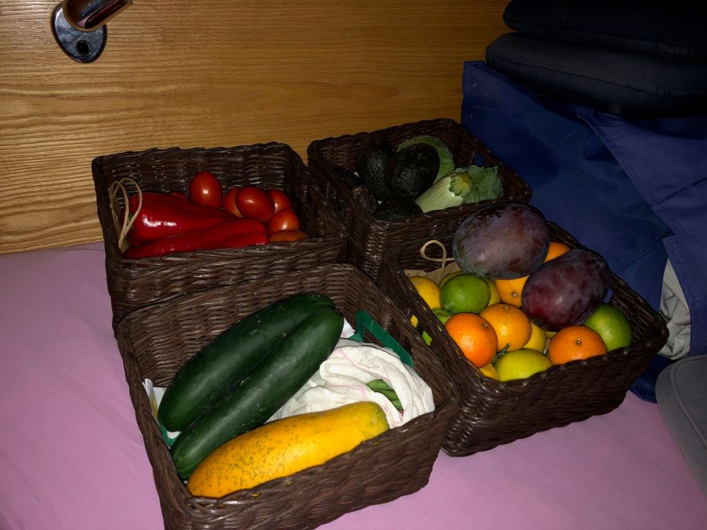 or very tidied up in baskets in one of our berth