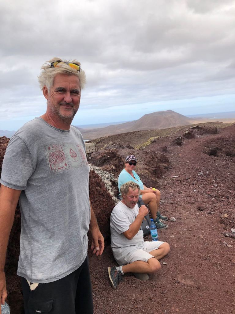 at the top of the mountain ,having a short break to enjoy the view