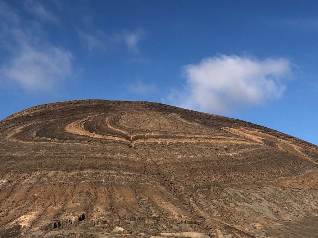 interesting grain of the different layers of the volcanic crater