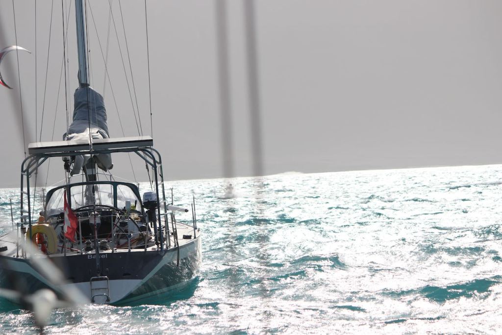 this is their boat" Jollity", in front Jonas with his kite