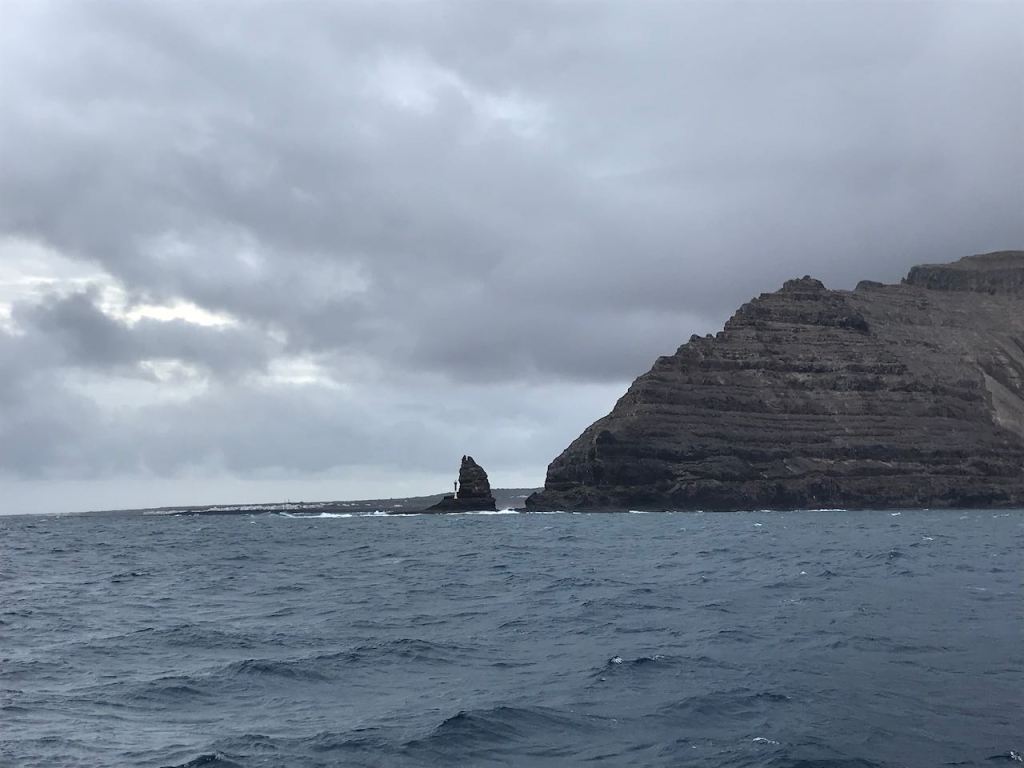 the peak of Lanzarote with the navigation light 